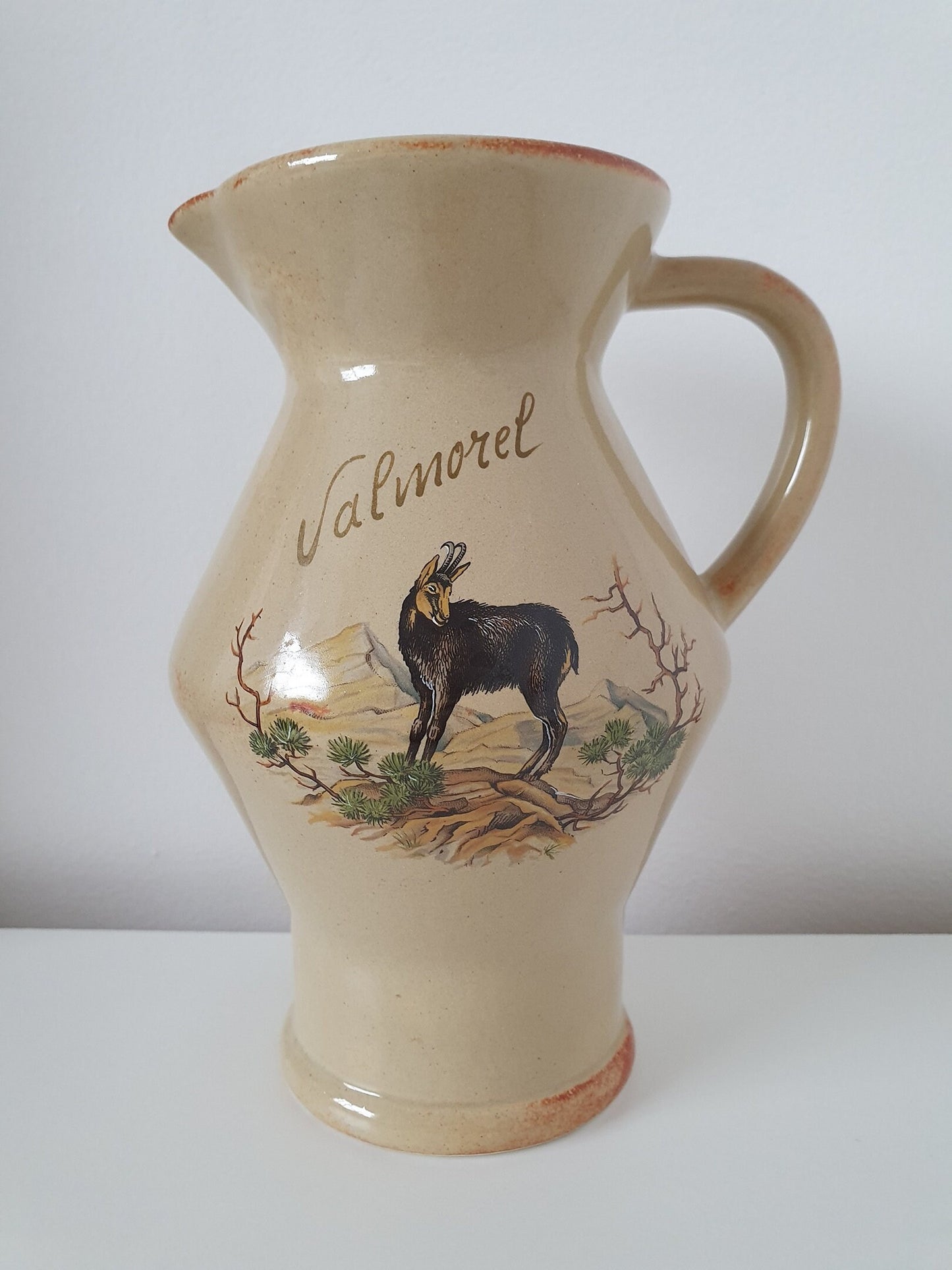 Vintage Ceramic Souvenir Jug From Valmorel, France