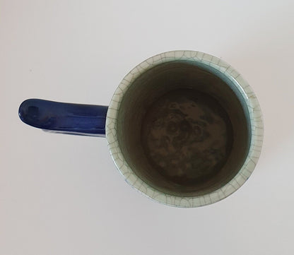 Victorian Ware Blue Transferware Ironstone Tankard With Crackle Glaze