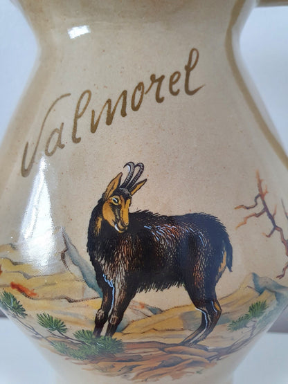 Vintage Ceramic Souvenir Jug From Valmorel, France