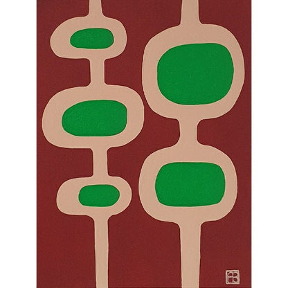 Mid Century Modern Retro Inspired Abstract Acrylic Painting, Original Space Age MCM Style Art