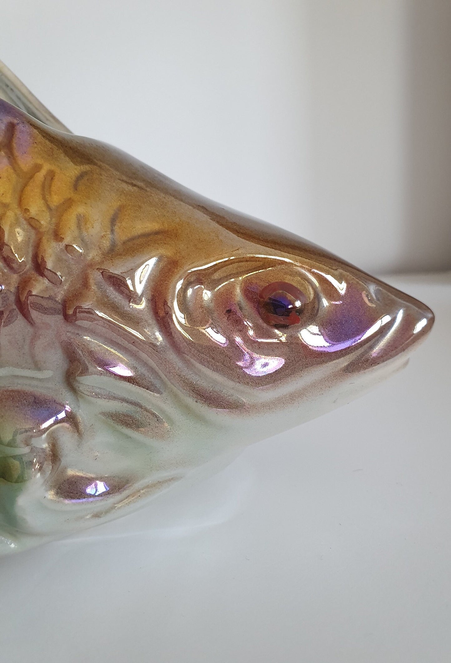 H. Bequet Belgium Quaregnon Lustreware Pottery Fish, Model 705