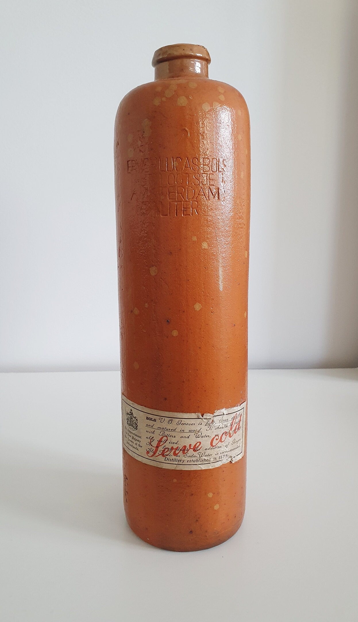 Antique Erven Lucas Bols Het Lootsje AMSTERDAM Stoneware Bottle