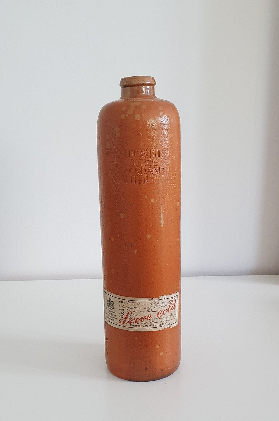 Antique Erven Lucas Bols Het Lootsje AMSTERDAM Stoneware Bottle