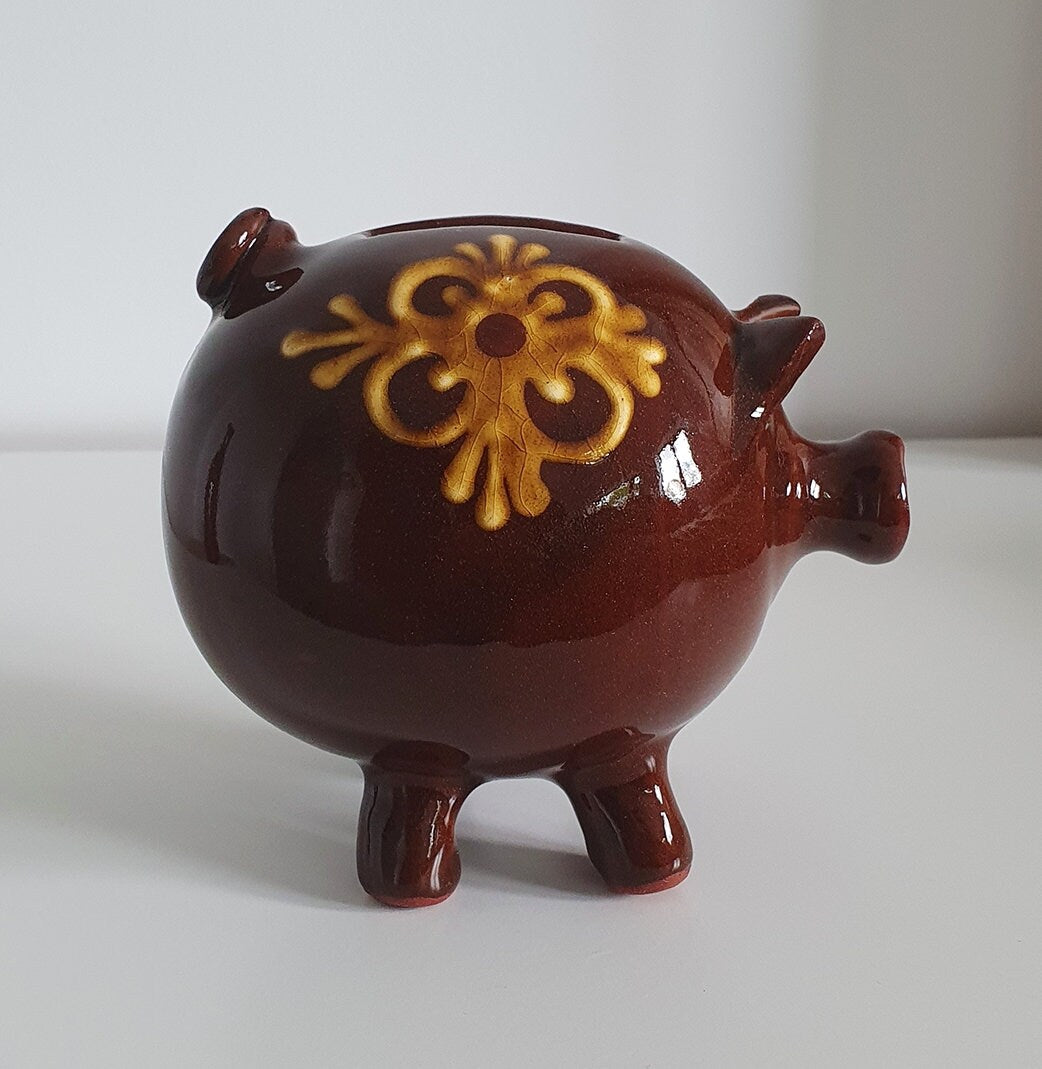 Mid Century Modern Piggy Bank/Money Box With Stopper