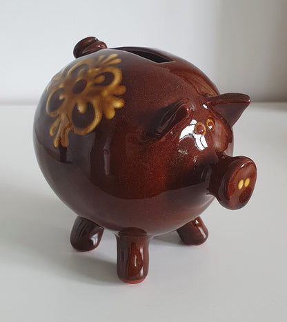 Mid Century Modern Piggy Bank/Money Box With Stopper