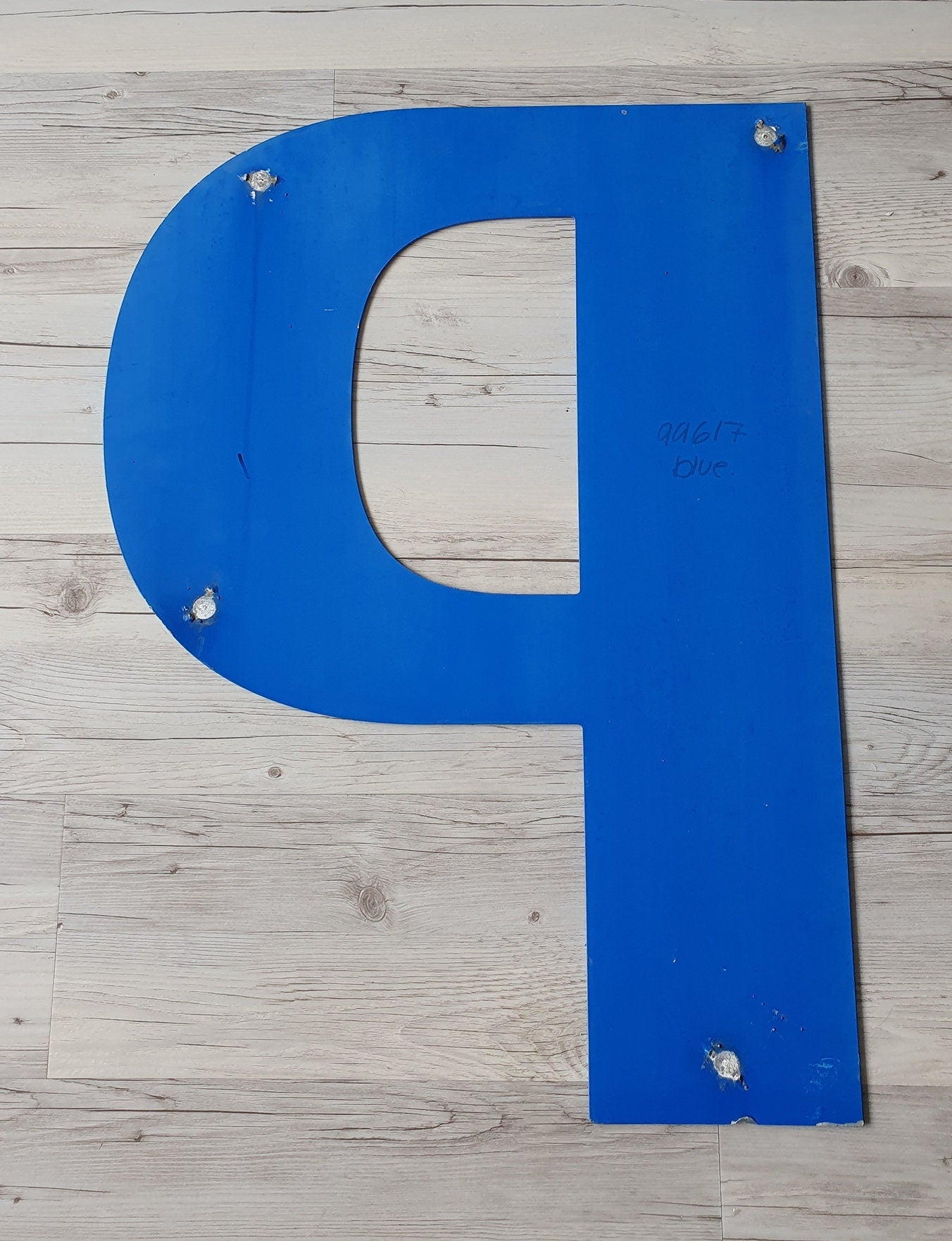 Massive Vintage Salvaged Metal "P" Letter, Retro Industrial Shop Sign Letter