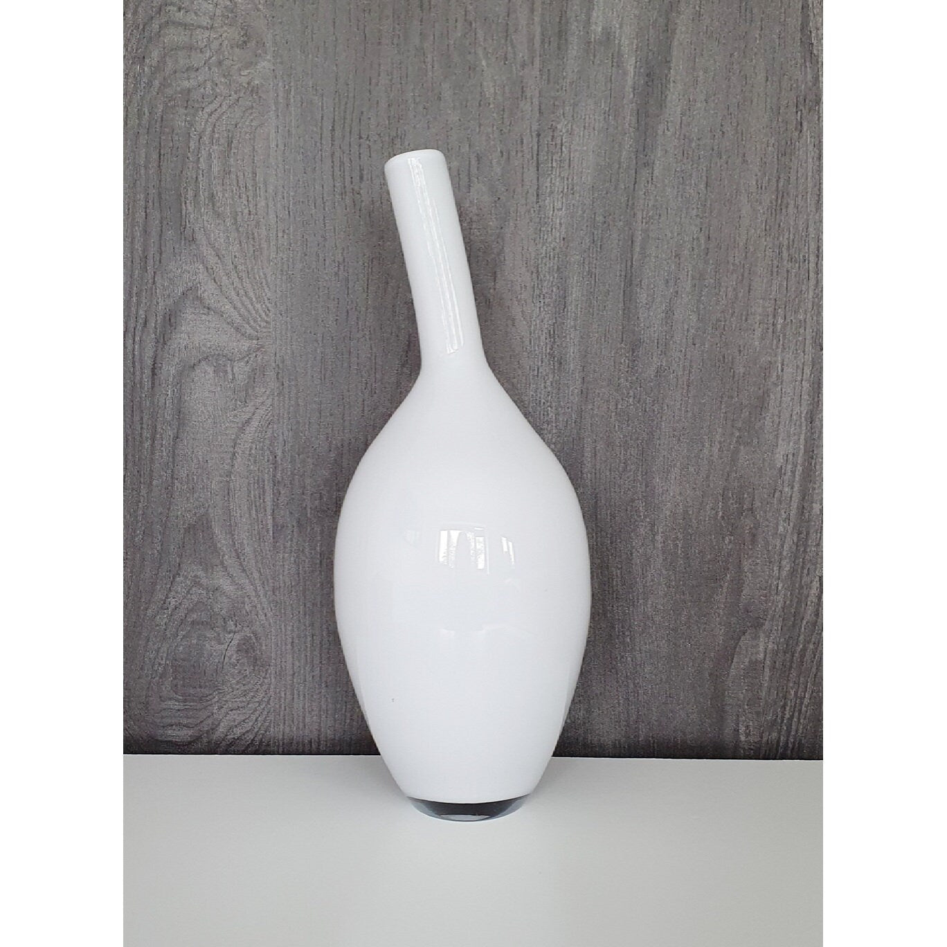 Vintage White Hand Blown Glass Vase