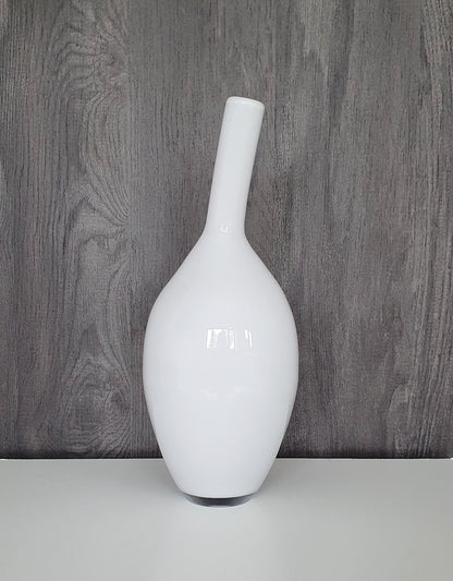 Vintage White Hand Blown Glass Vase