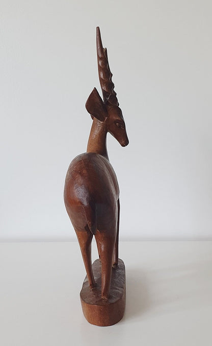 Mid-Century Modern Carved Teak Antelope/Deer/Gazelle
