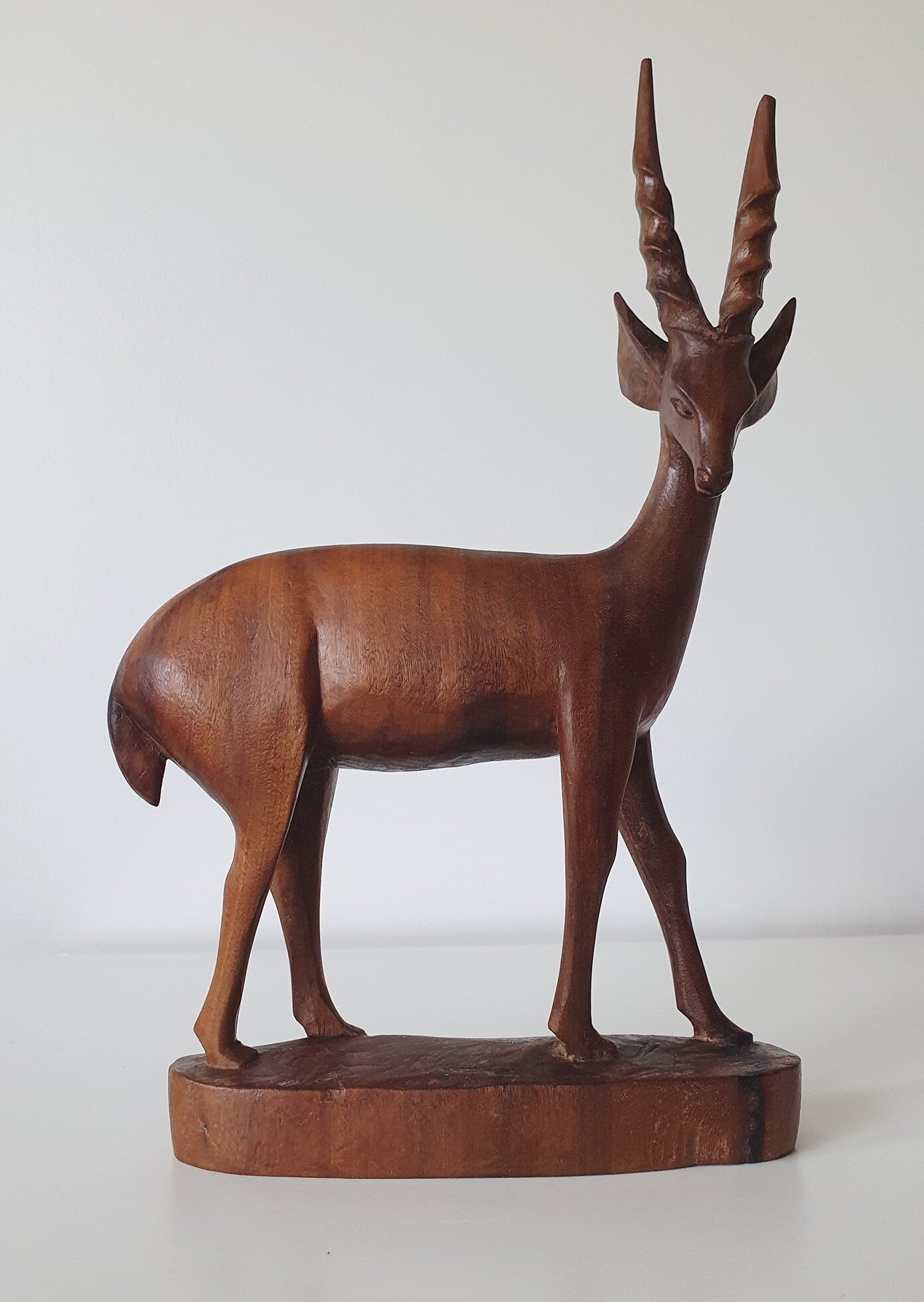 Mid-Century Modern Carved Teak Antelope/Deer/Gazelle