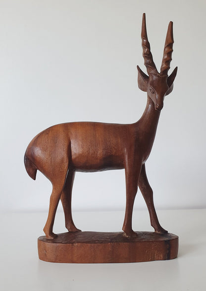 Mid-Century Modern Carved Teak Antelope/Deer/Gazelle