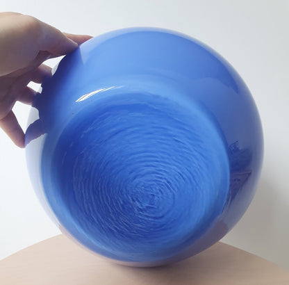 Mid-Century Large Art Cased Glass Vase In Blue