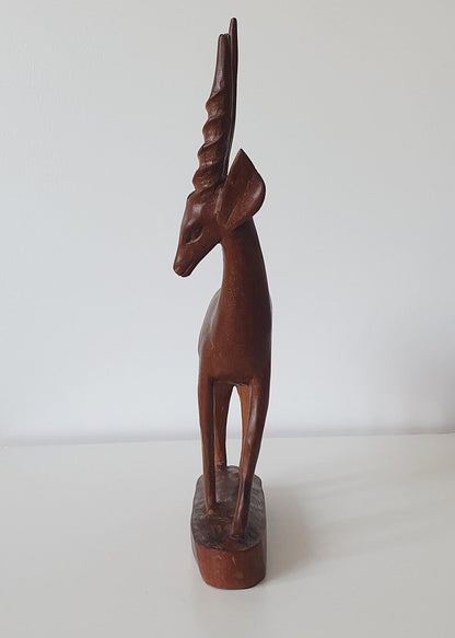 Mid-Century Modern Carved Teak Antelope/Deer/Gazelle