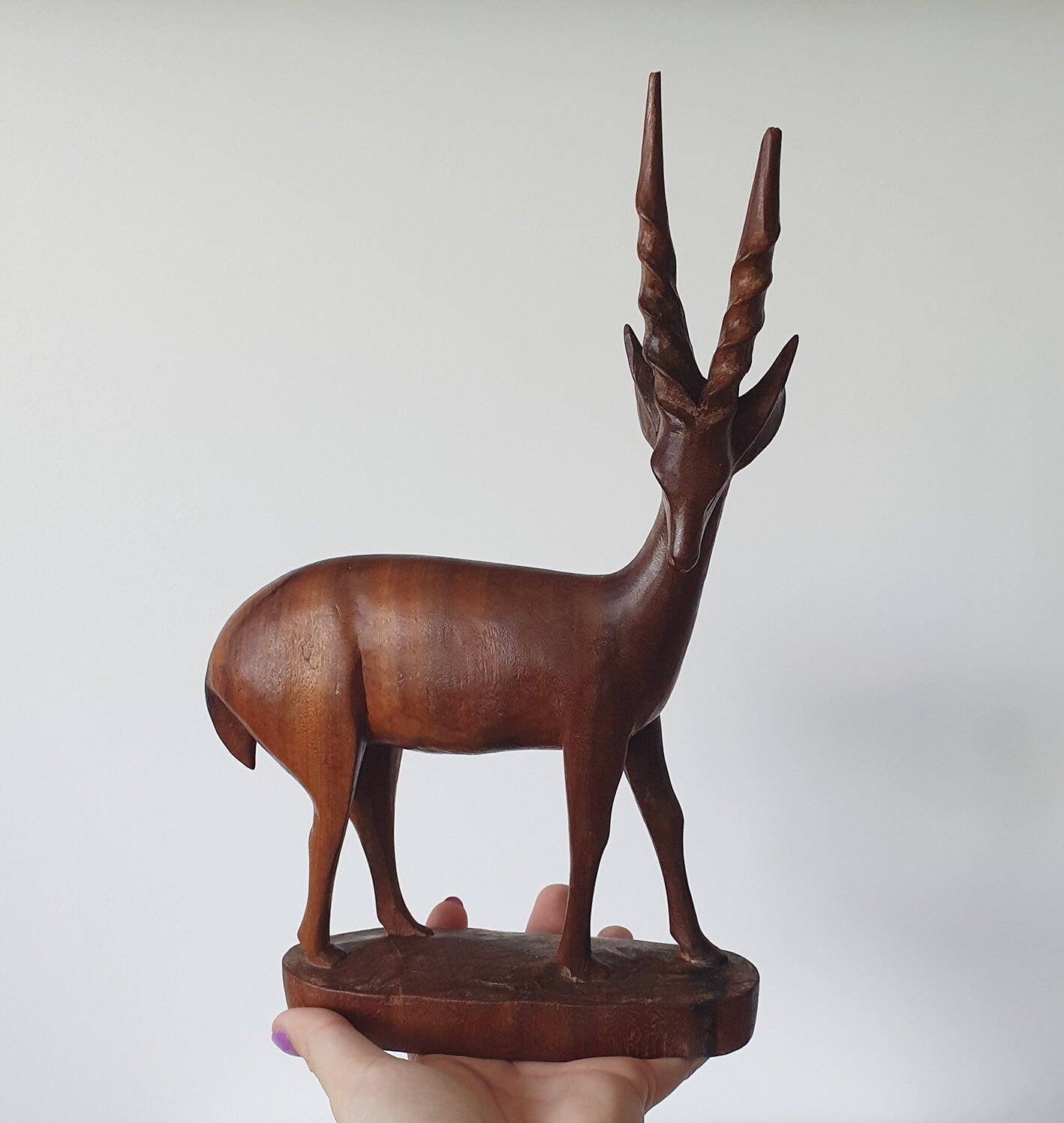 Mid-Century Modern Carved Teak Antelope/Deer/Gazelle