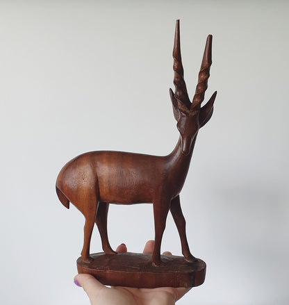 Mid-Century Modern Carved Teak Antelope/Deer/Gazelle