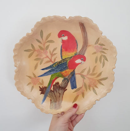 Lovely Hand-Painted Decorative Plate With Parrots