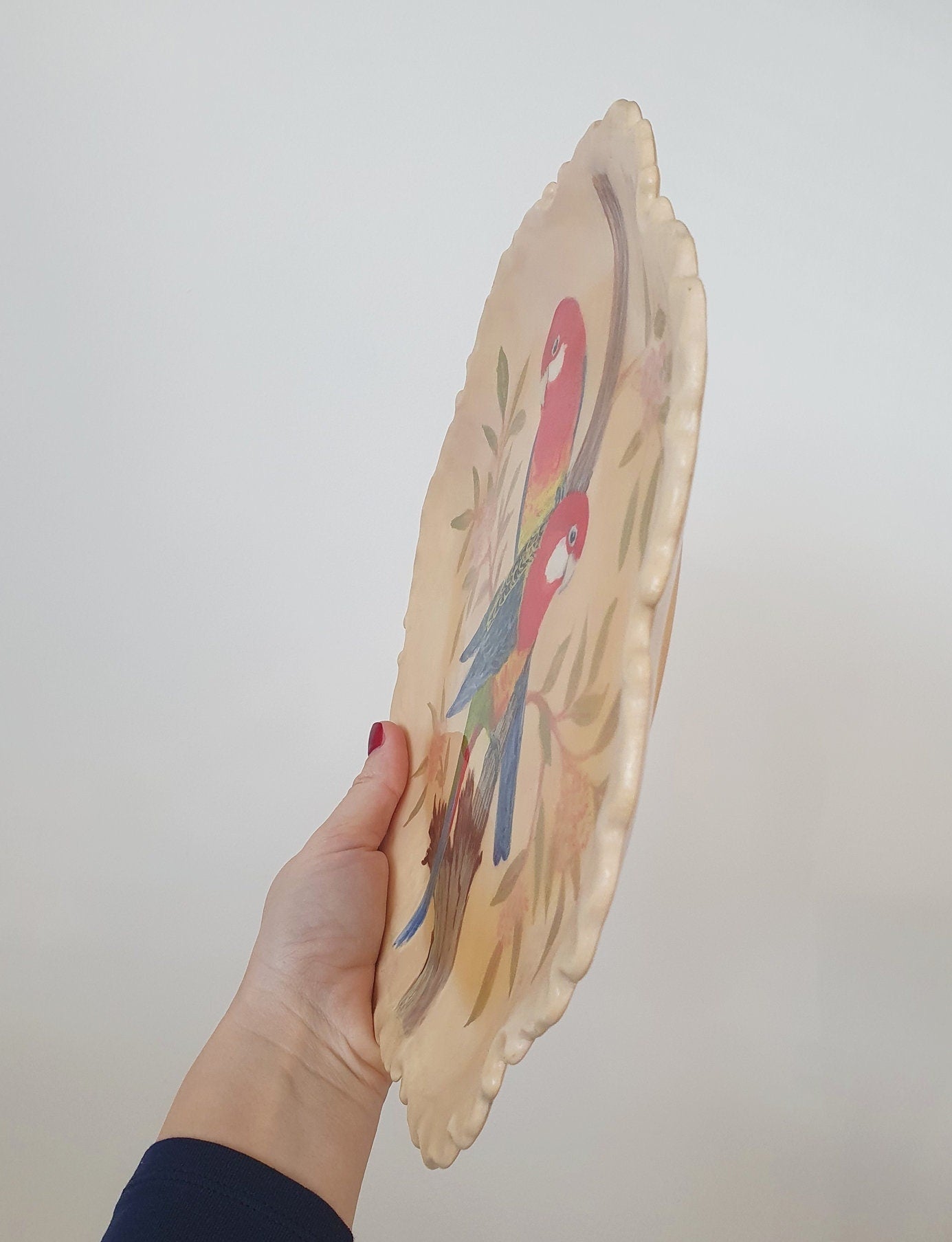 Lovely Hand-Painted Decorative Plate With Parrots