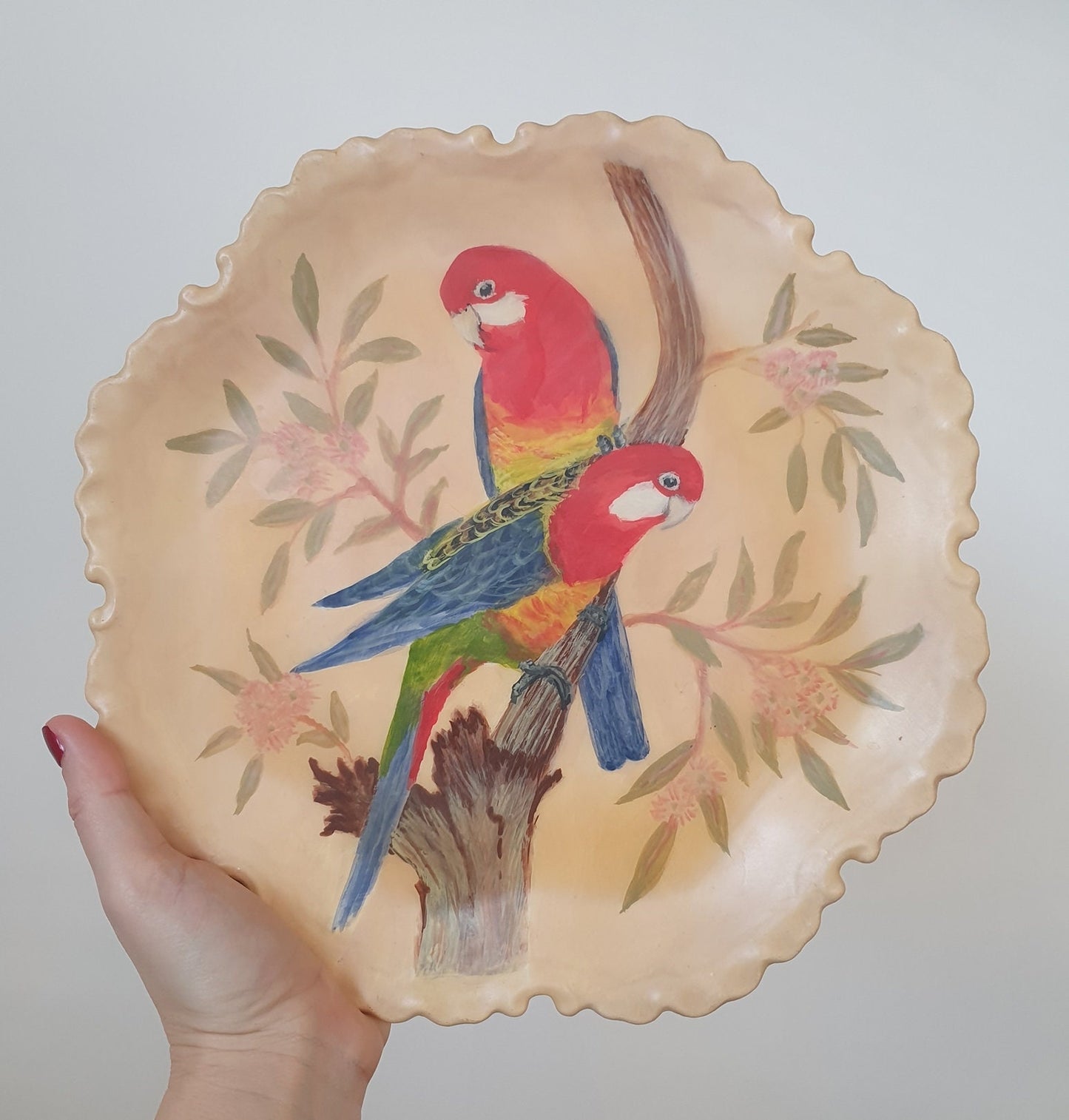 Lovely Hand-Painted Decorative Plate With Parrots