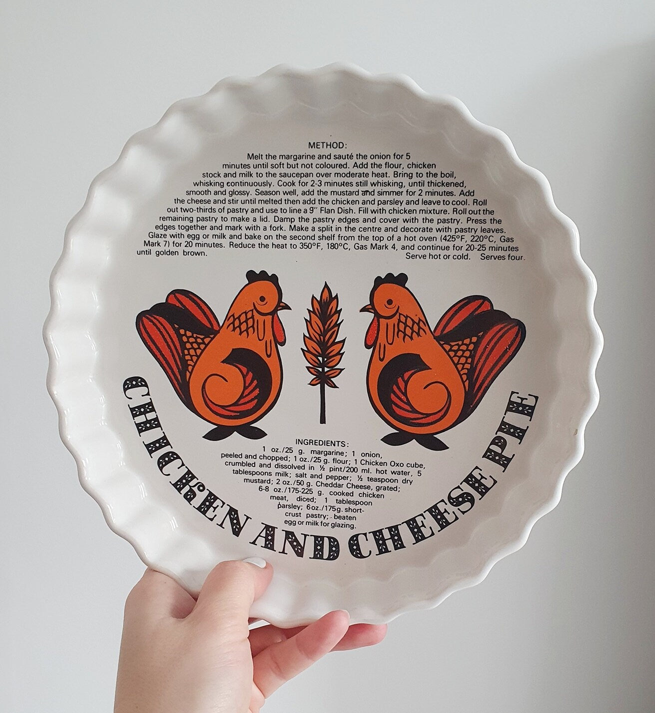 Vintage Retro "Chicken And Cheese Pie" Dish