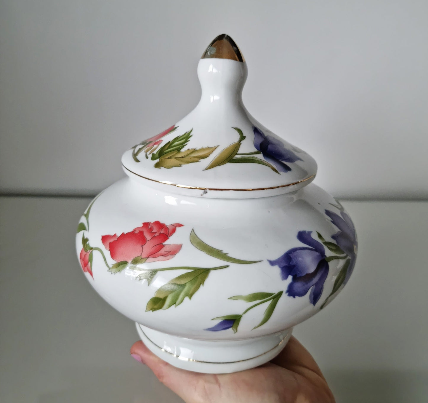 Royal Crest Porcelain Lidded Storage Jar/Trinket Pot