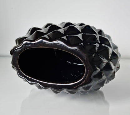 Lovely Pineapple Pattern Ceramic Vase In Black