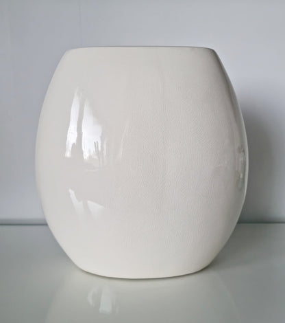 Lovely Retro Cream & Pink Floral Crackle Glaze Ceramic Vase