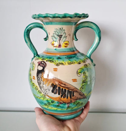 Puente Del Arzobispo Hand Painted Double Handled Pottery Vase/Jug From Spain