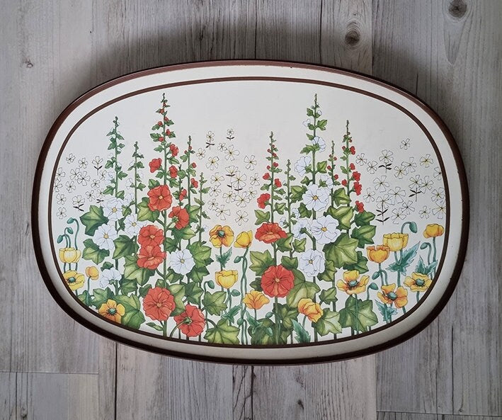 Vintage Large Floral Melamine Serving Tray