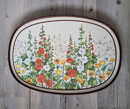 Vintage Large Floral Melamine Serving Tray