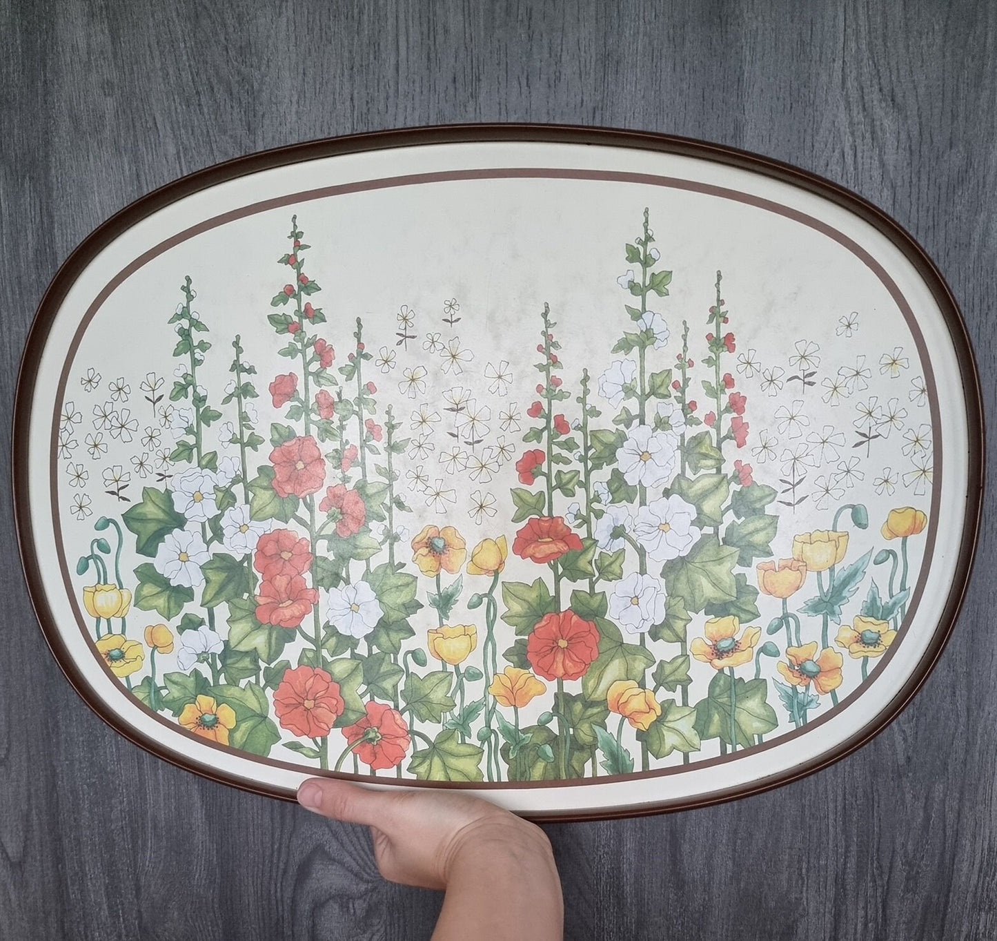 Vintage Large Floral Melamine Serving Tray