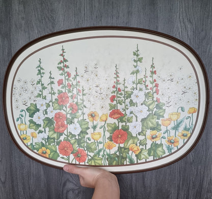 Vintage Large Floral Melamine Serving Tray