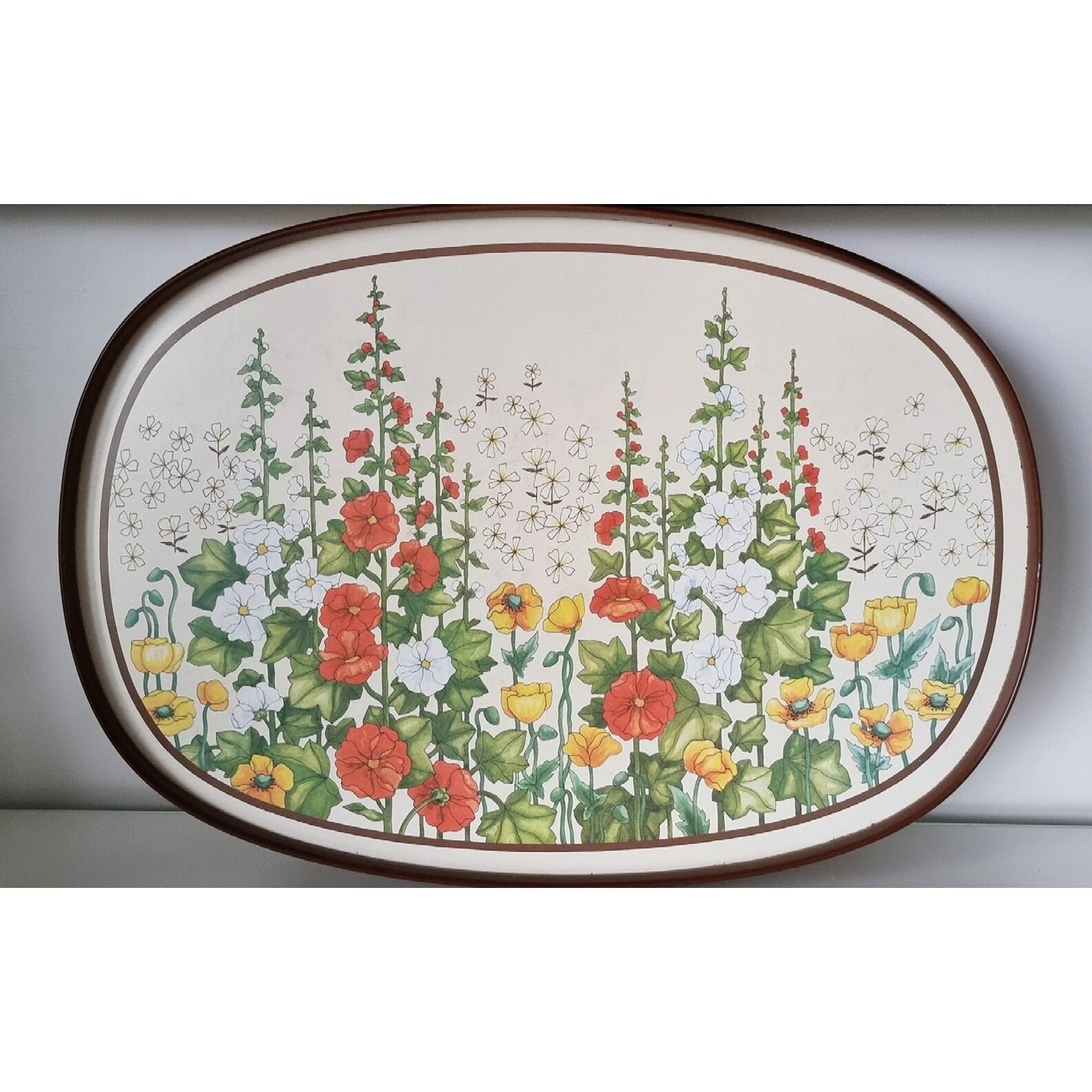 Vintage Large Floral Melamine Serving Tray