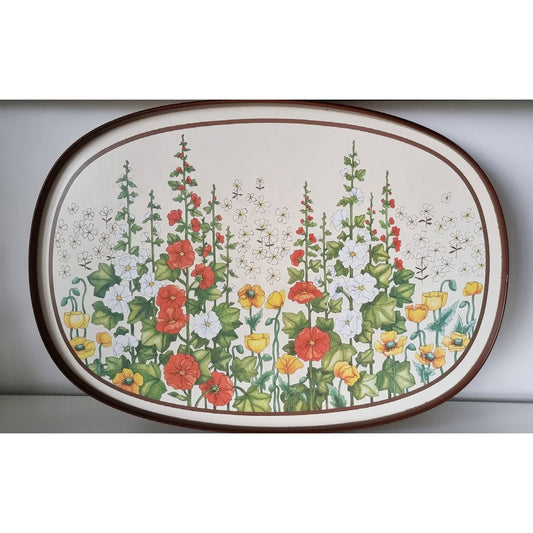 Vintage Large Floral Melamine Serving Tray