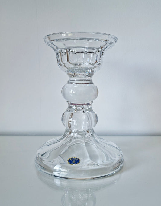 Vintage Large Bohemia Heavy Lead Crystal Glass Candleholder