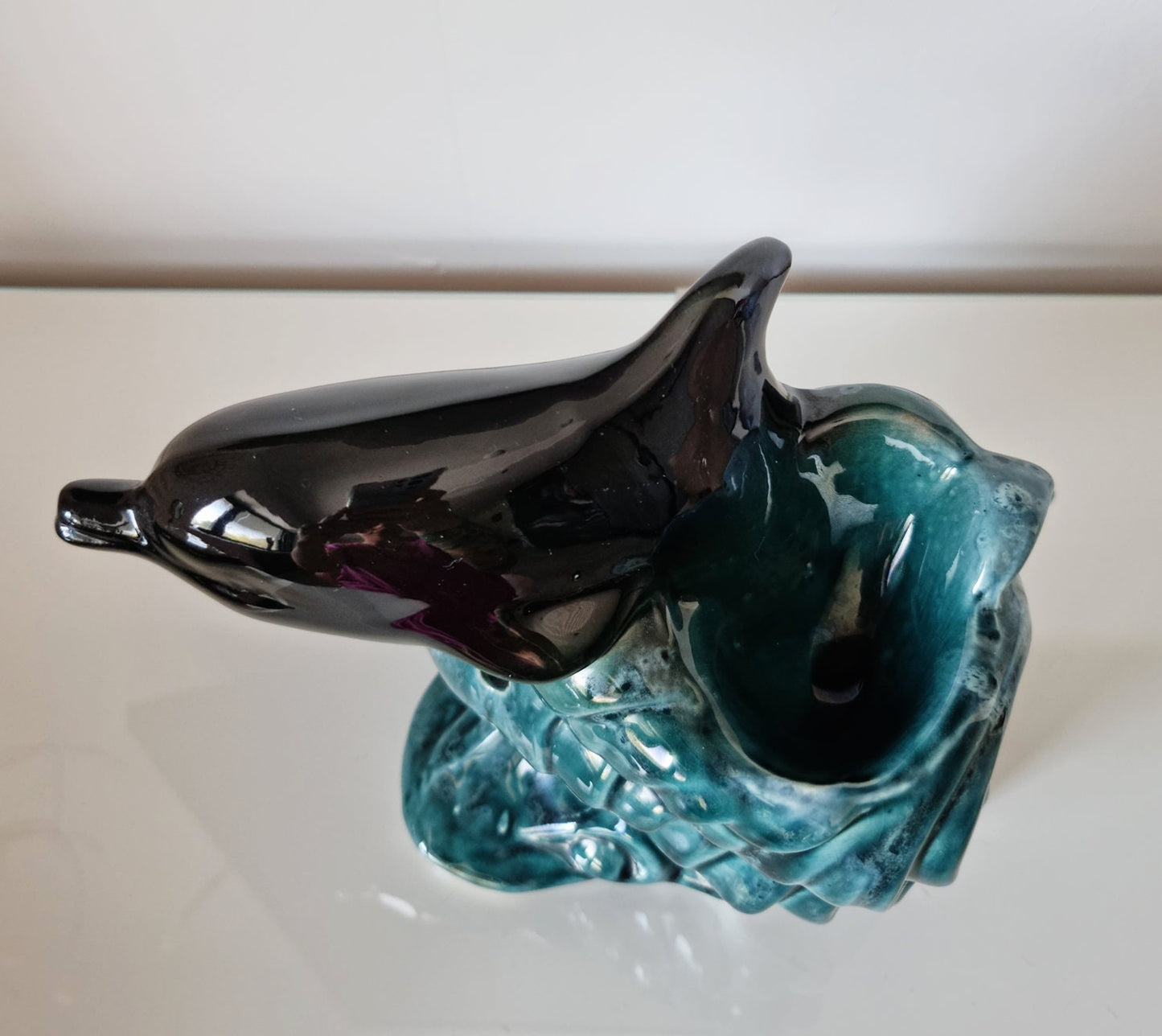 Vintage Ceramic Dolphin Tea Light Holder Oil Burner, Retro Pottery Dolphin Wax Warmer