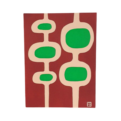 Mid Century Modern Retro Inspired Abstract Acrylic Painting, Original Space Age MCM Style Art