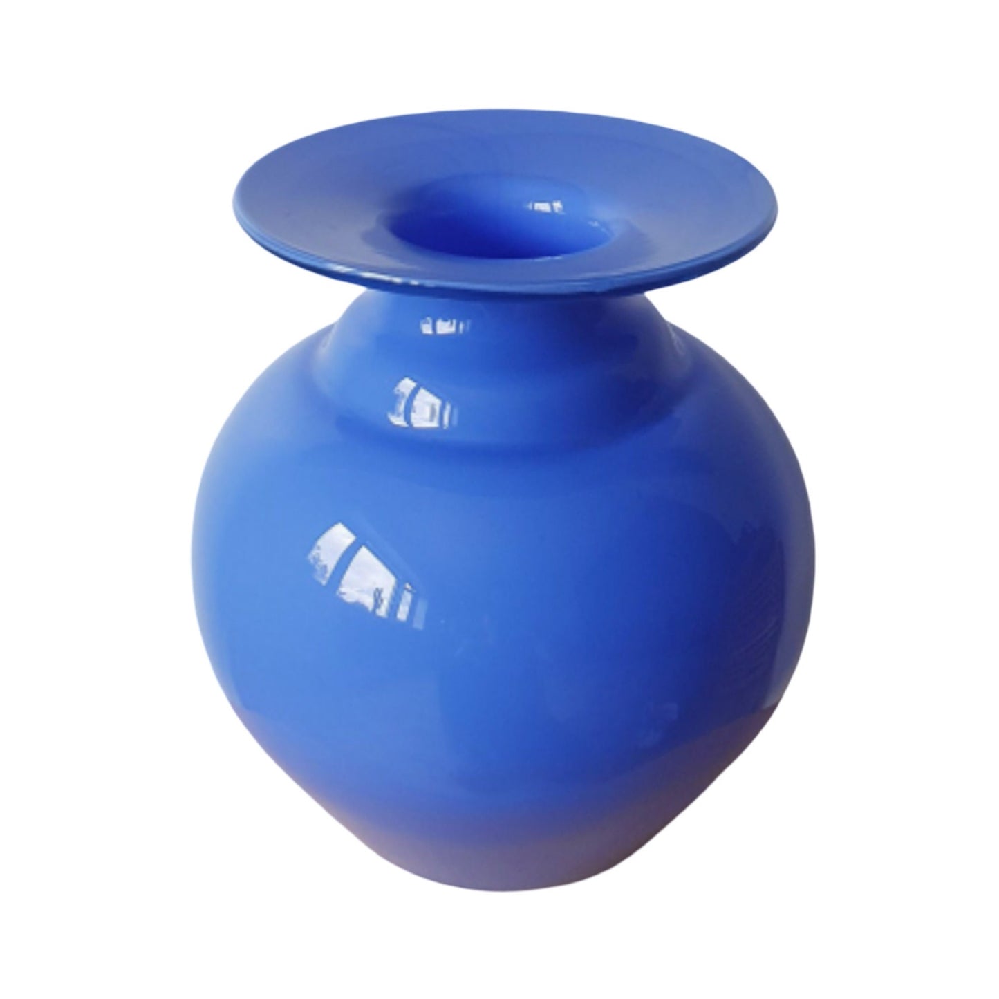 Mid-Century Large Art Cased Glass Vase In Blue