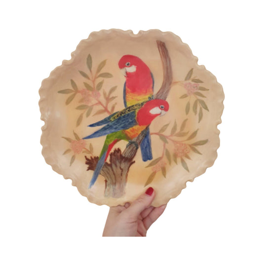 Lovely Hand-Painted Decorative Plate With Parrots