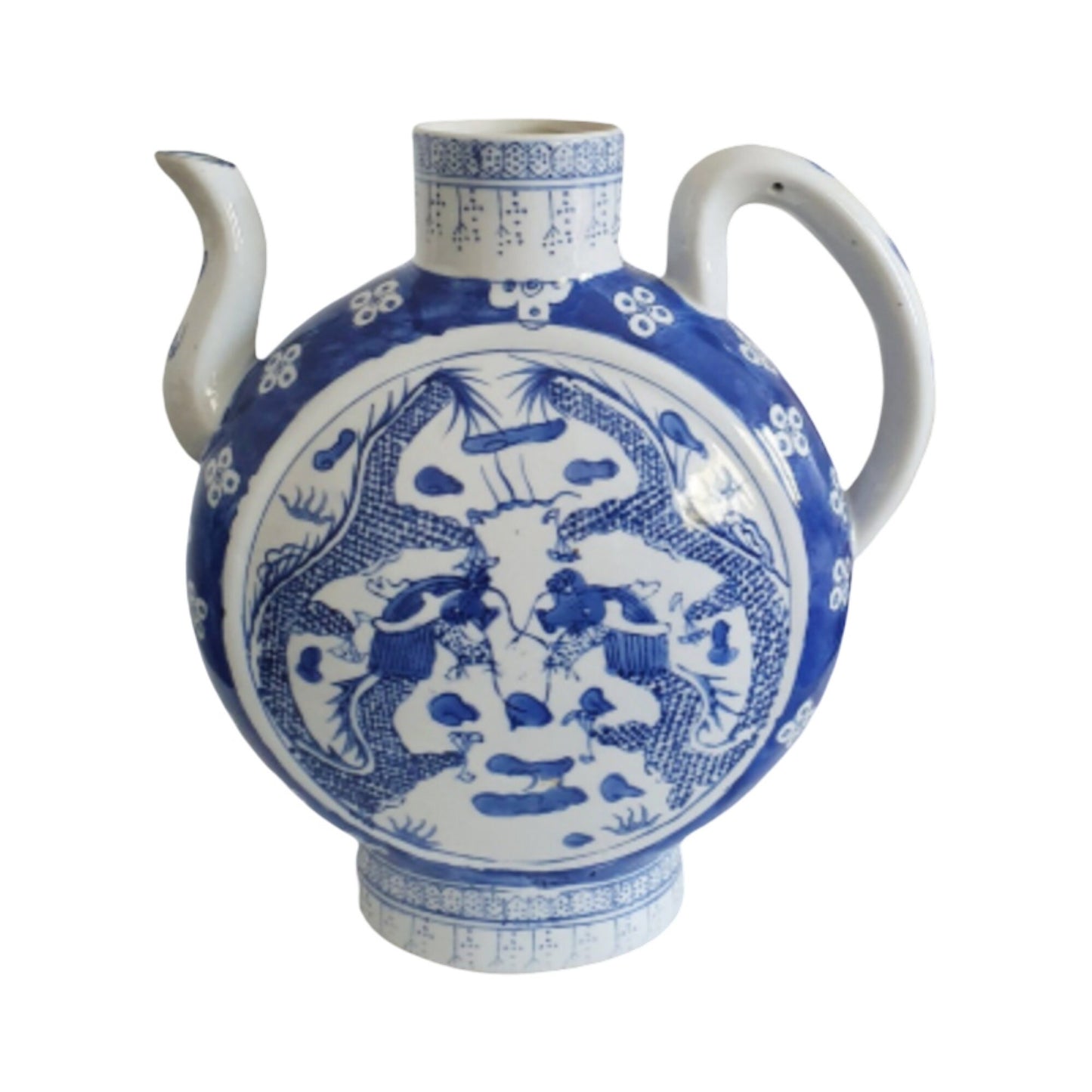 Large Qianlong Chinese Moon Wine Ewer/Teapot With Dragons