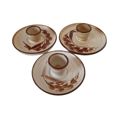 Mid-Century Bakehouse Pottery Candle Holders/Set Of Three