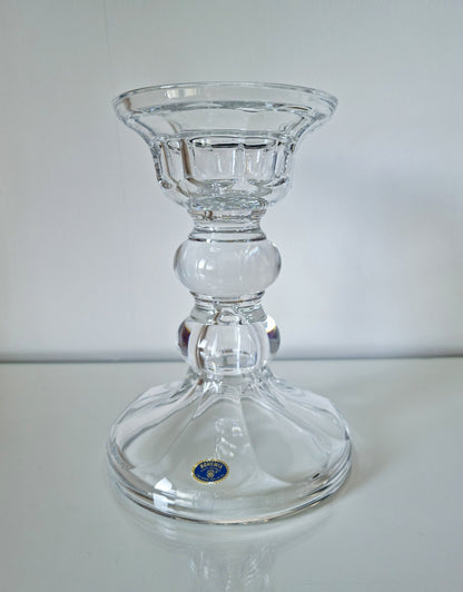 Vintage Large Bohemia Heavy Lead Crystal Glass Candleholder