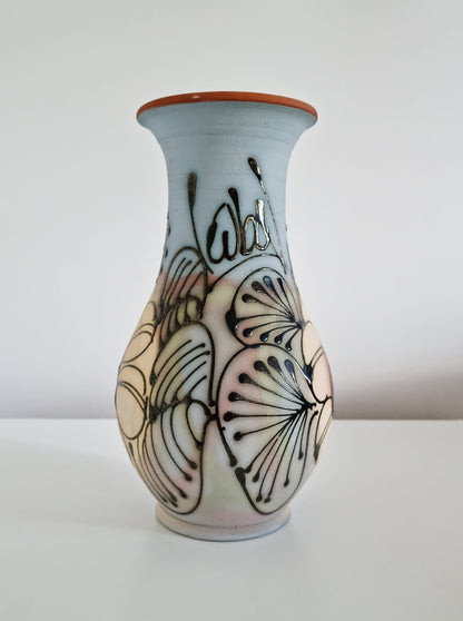 Lovely Floral Design Clay Vase