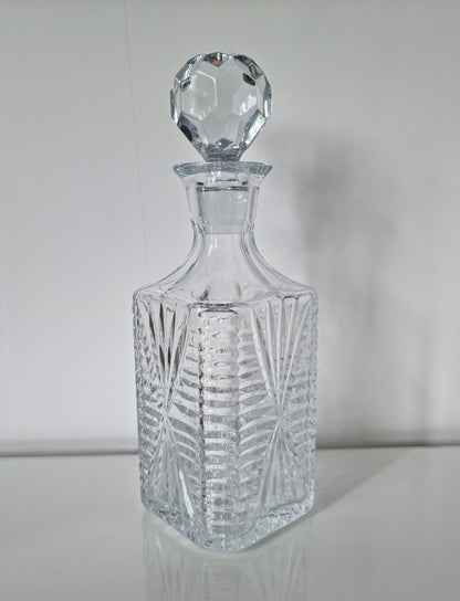 Mid-Century Lead Crystal Glass Decanter With Stopper