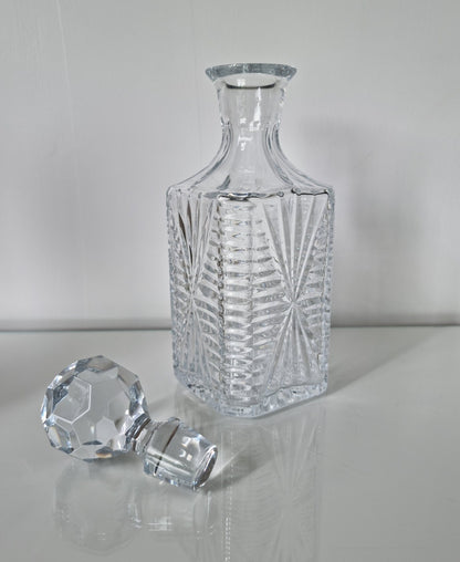 Mid-Century Lead Crystal Glass Decanter With Stopper