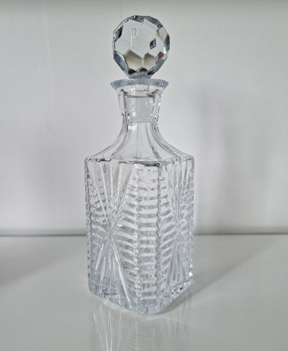 Mid-Century Lead Crystal Glass Decanter With Stopper