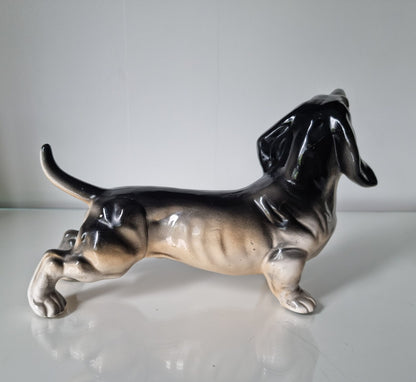 Vintage Porcelain Sausage Dachshund Dog Figurine