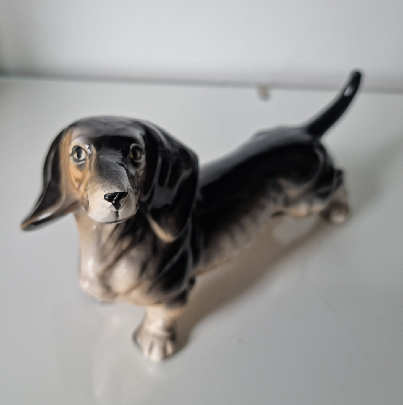 Vintage Porcelain Sausage Dachshund Dog Figurine