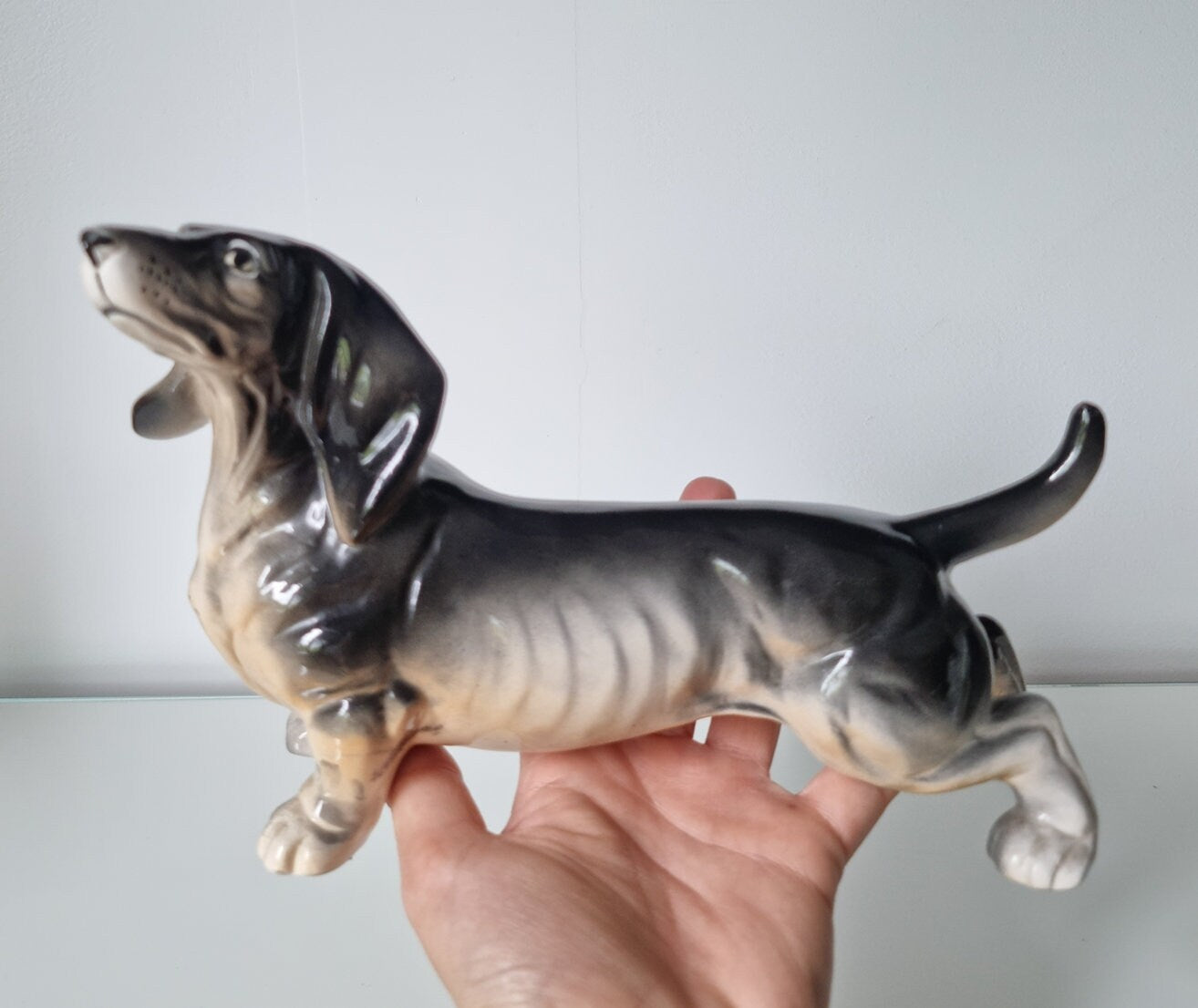 Vintage Porcelain Sausage Dachshund Dog Figurine