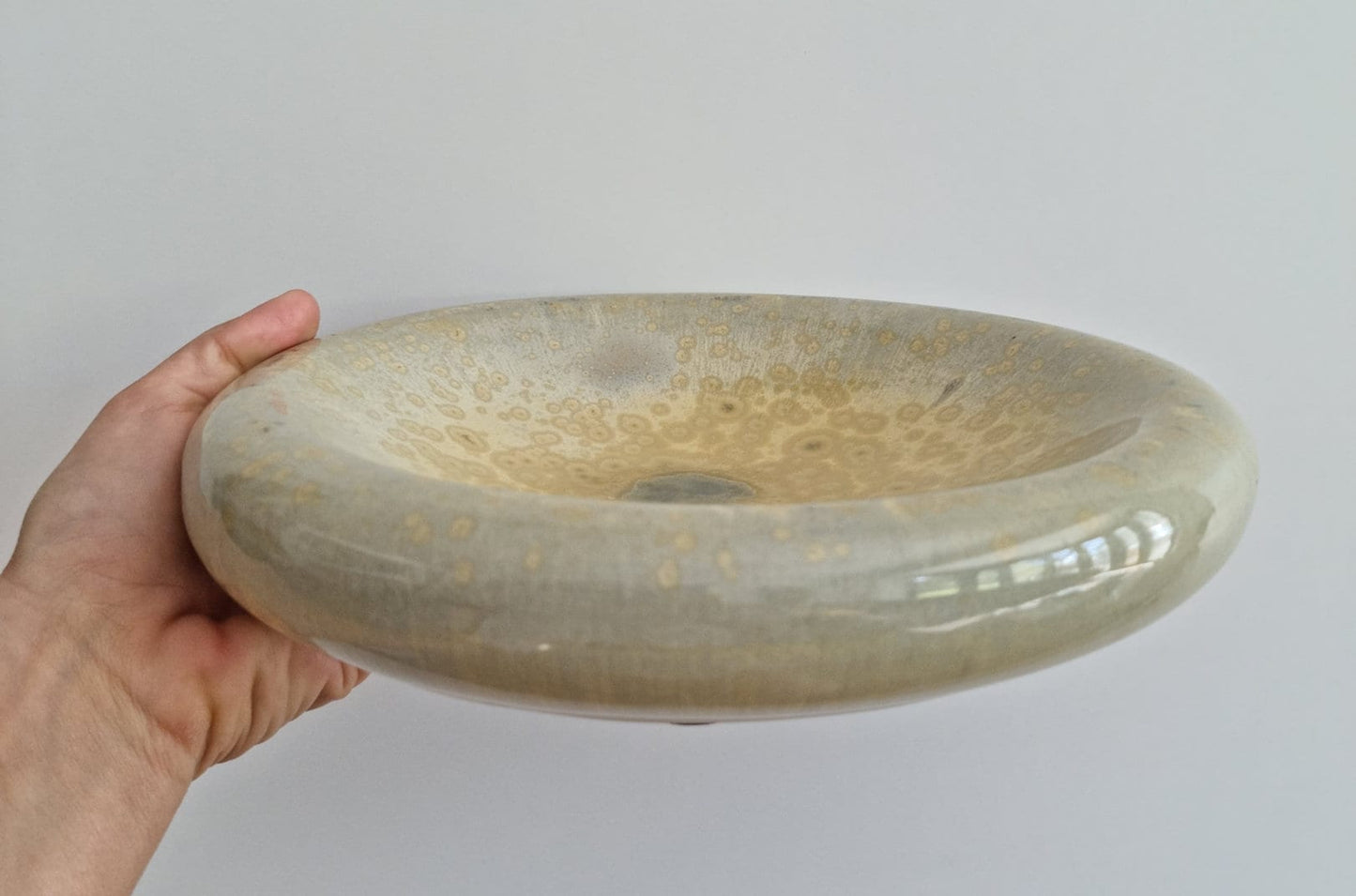 Vintage Retro Flat Speckled Glaze Pottery Bowl Dish