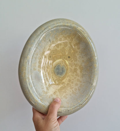 Vintage Retro Flat Speckled Glaze Pottery Bowl Dish